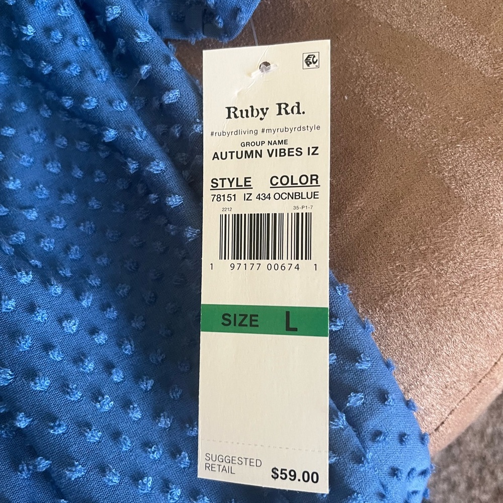 Ruby Rd Blue Blouse with Elegant Design - Picture 3 of 3
